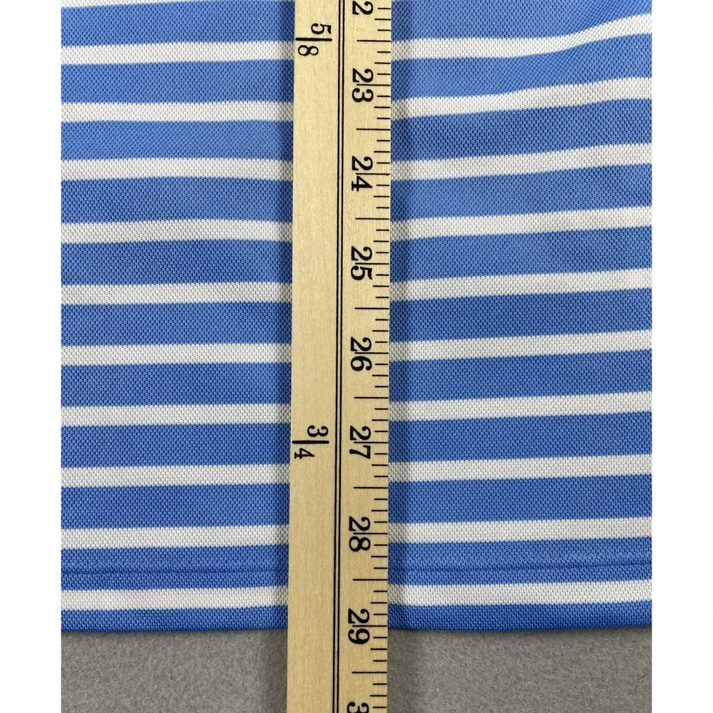 Nike Polo Shirt Mens Large Blue Striped Dri-FIT Short Sleeve Golf Athletic